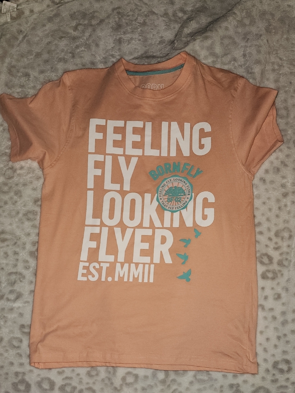 Born Fly Men's Peach Graphic  T‑Shirt - Feeling Fly